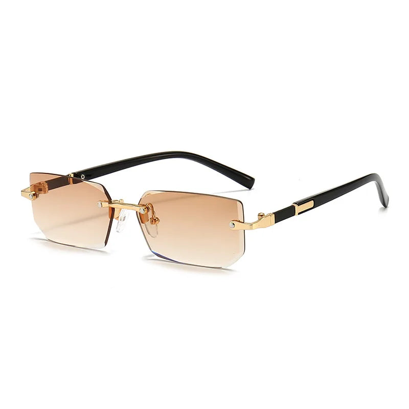 Rimless Rectangle Sunglasses – Fashionable Shades