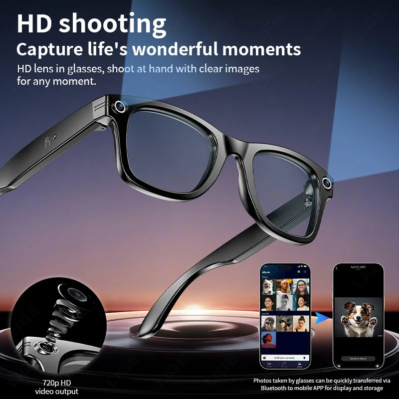 AI Smart Photochromic Glasses 4K  – Camera, Bluetooth Call, Music & Real-Time Translation
