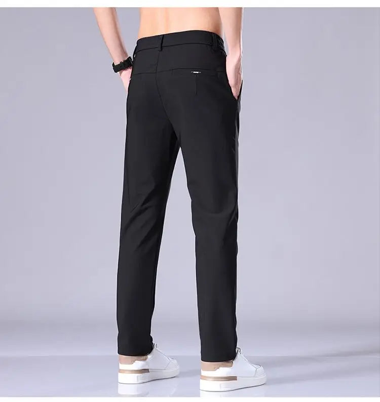 Men’s Ice Silk Slim Trousers – Lightweight & Quick-Dry