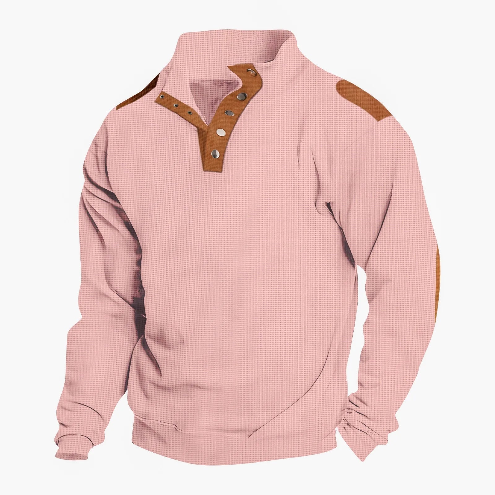 Men’s Long Sleeve Polo Shirt – Casual Stand Collar Button-Up, Spring & Autumn