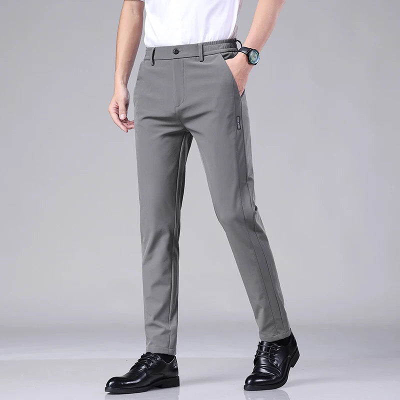 Men’s Ultra-Thin Ice Silk Casual Trousers – Slim Straight Quick-Drying Summer Pants