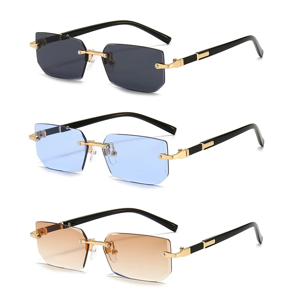 Rimless Rectangle Sunglasses – Fashionable Shades
