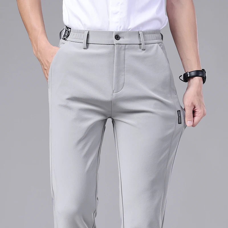 Men’s Ultra-Thin Ice Silk Casual Trousers – Slim Straight Quick-Drying Summer Pants