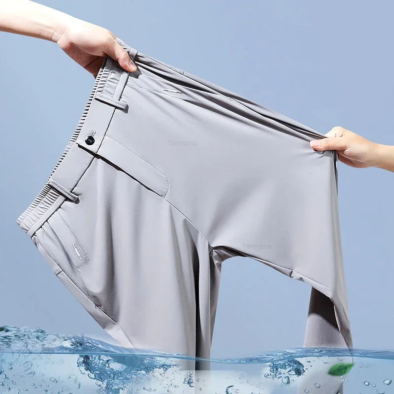 Men’s Ice Silk Slim Trousers – Lightweight & Quick-Dry