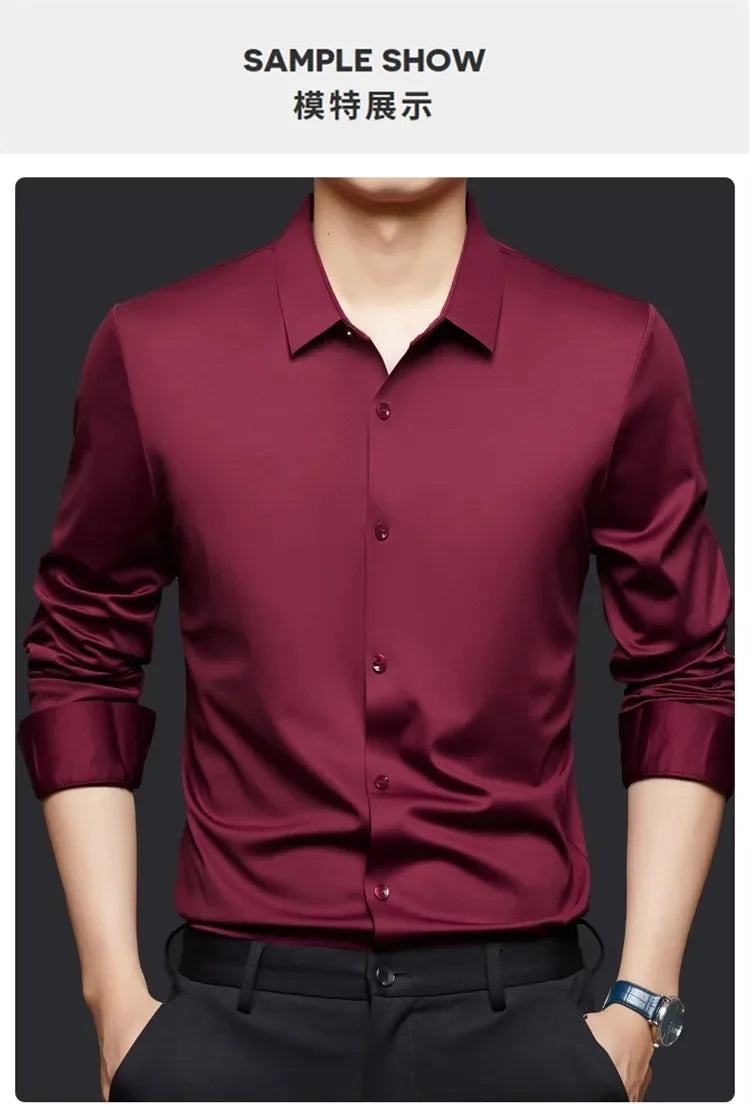 Seamless Long Sleeve Shirt – Wrinkle-Free Business Casual with High Elasticity