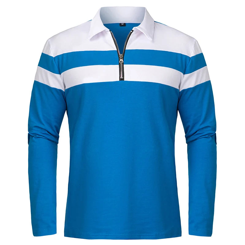 Men’s Long Sleeve Striped Polo – Casual & Comfortable