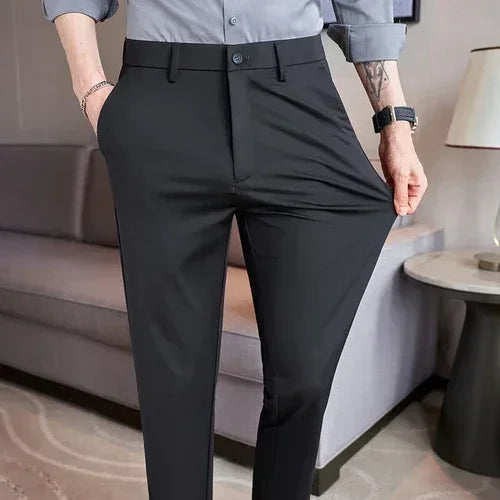 Men’s Slim Fit Stretch Suit Pants – Korean Style, Casual & Business