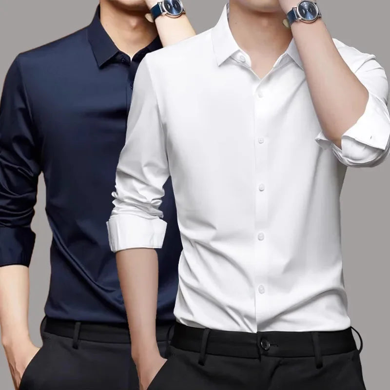 Seamless Long Sleeve Shirt – Wrinkle-Free Business Casual with High Elasticity