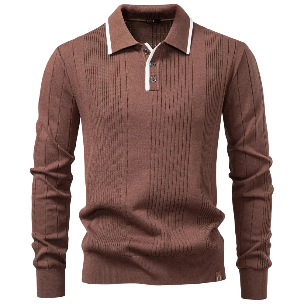 Men’s Long Sleeve Button-Down Polo Shirt – Autumn/Winter Collection
