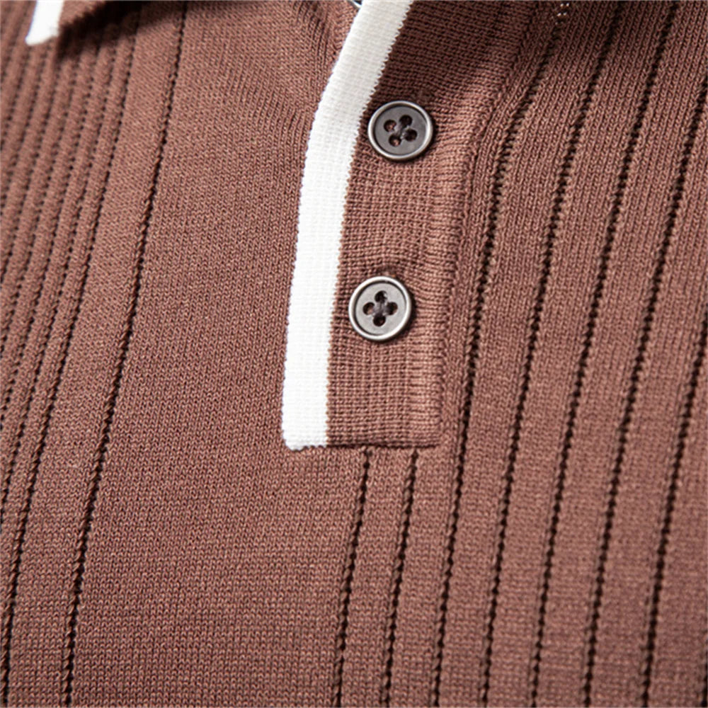 Men’s Long Sleeve Button-Down Polo Shirt – Autumn/Winter Collection