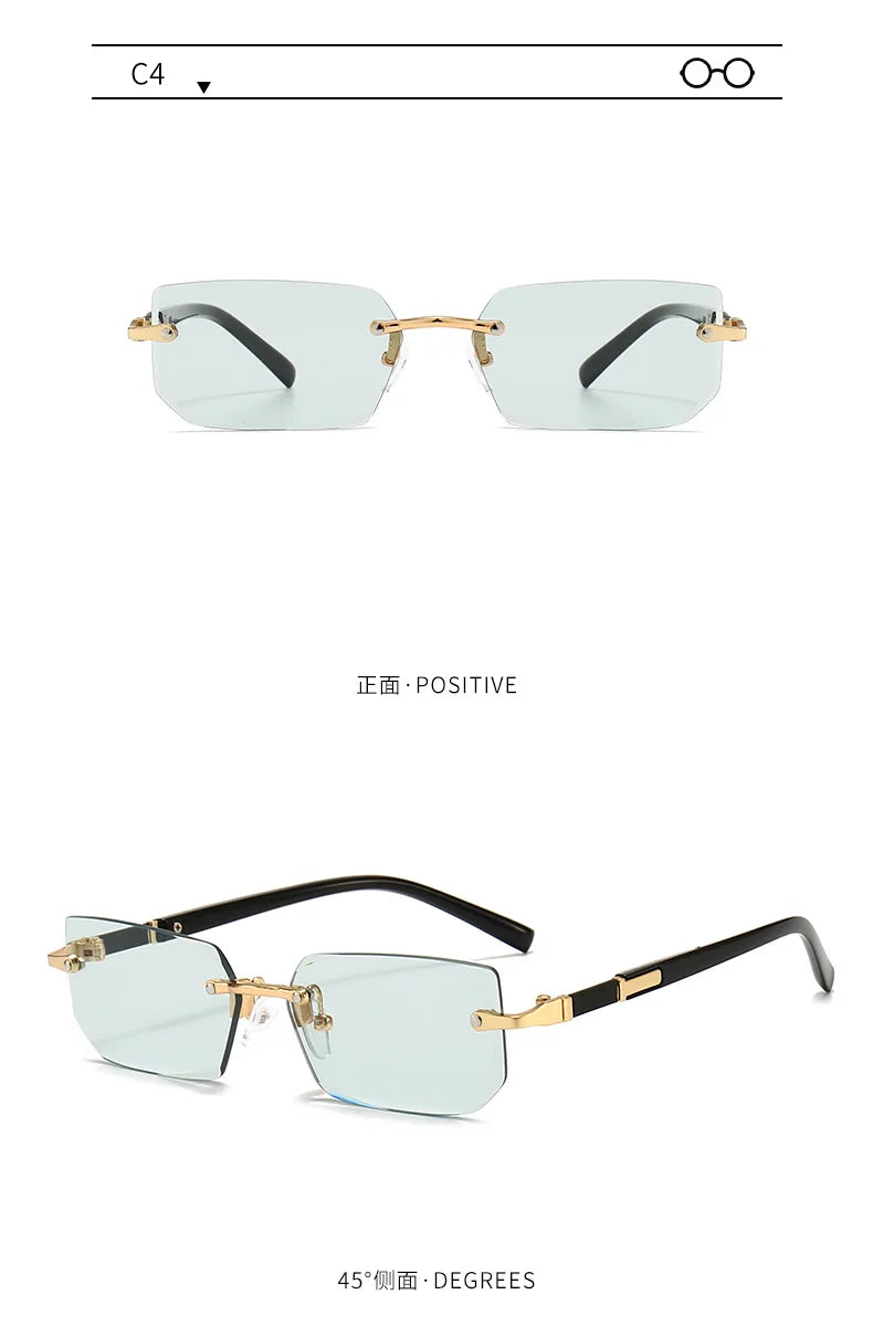 Rimless Rectangle Sunglasses – Fashionable Shades
