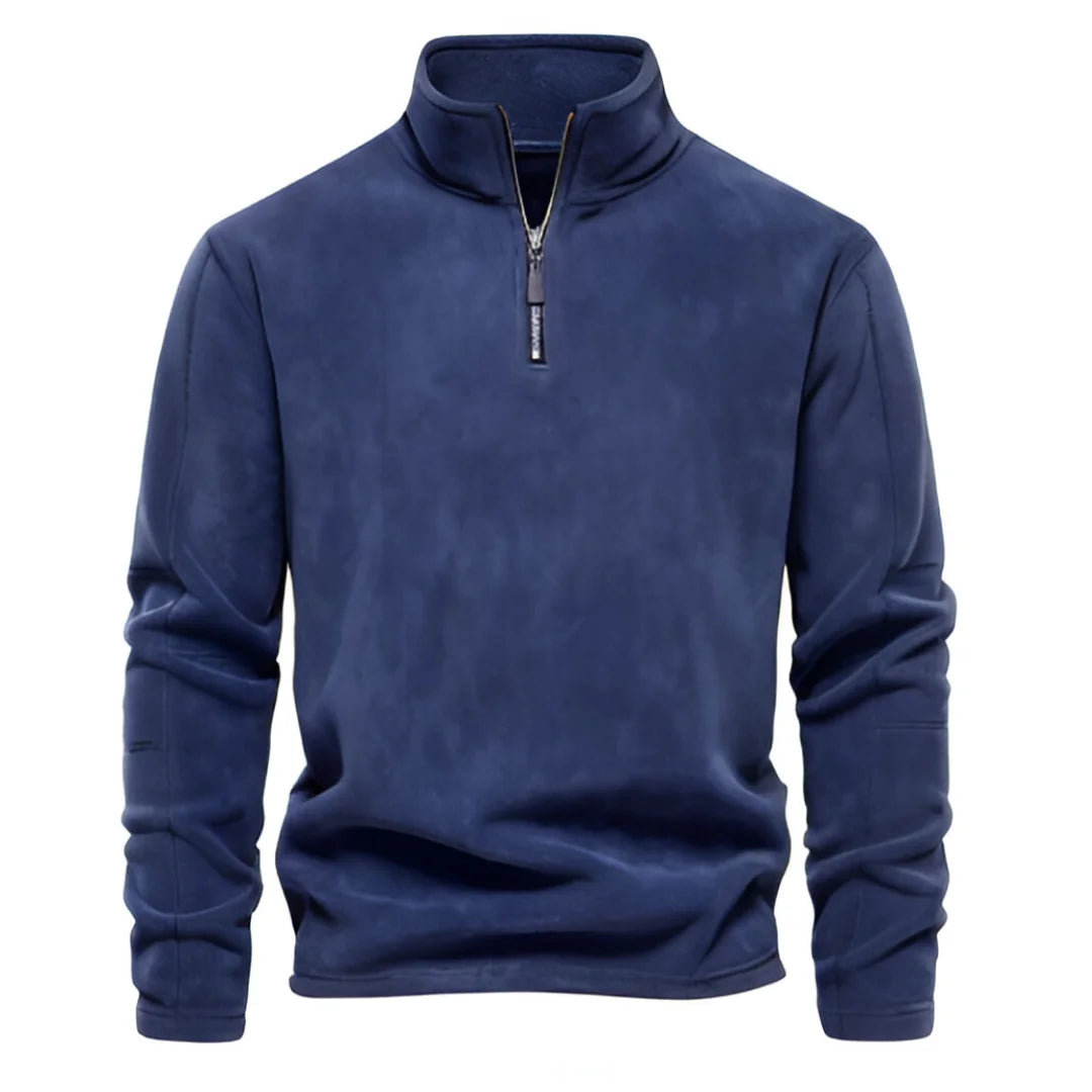 Men’s Thick Fleece Jacket – Warm Zipper Neck Pullover Sweatshirt