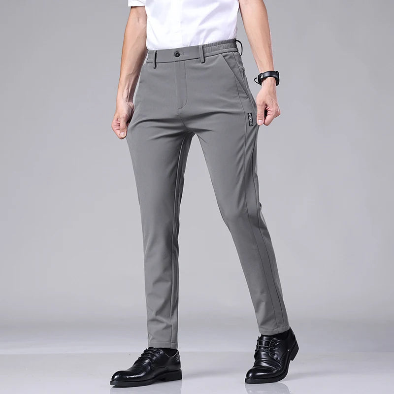 Men’s Ultra-Thin Ice Silk Casual Trousers – Slim Straight Quick-Drying Summer Pants