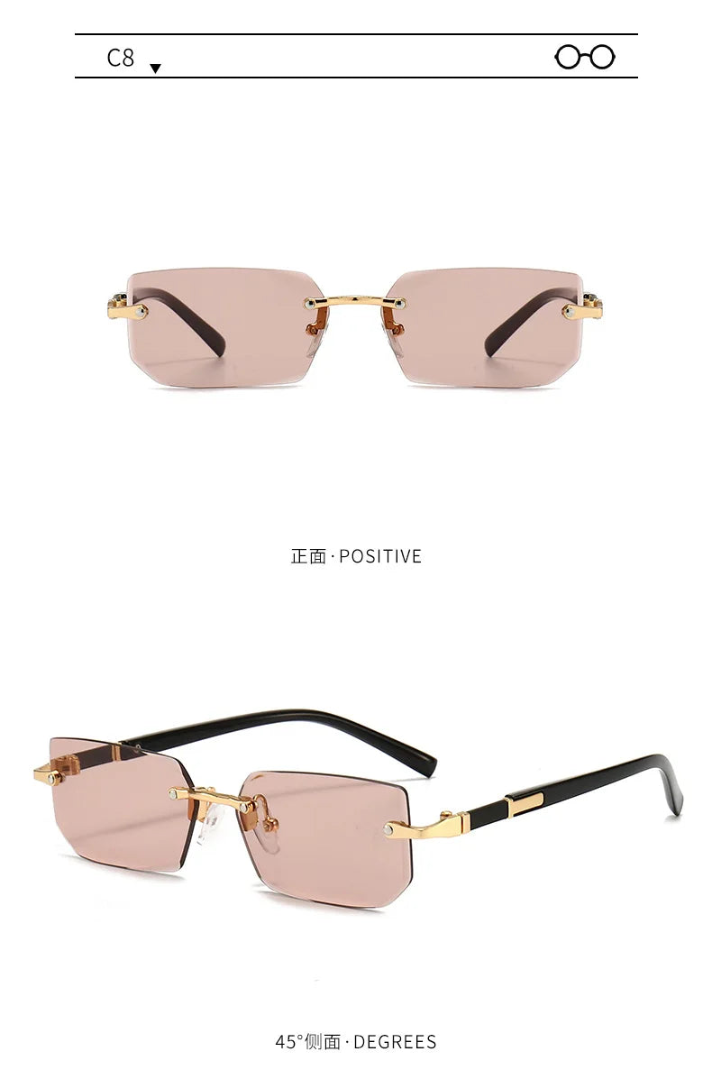 Rimless Rectangle Sunglasses – Fashionable Shades