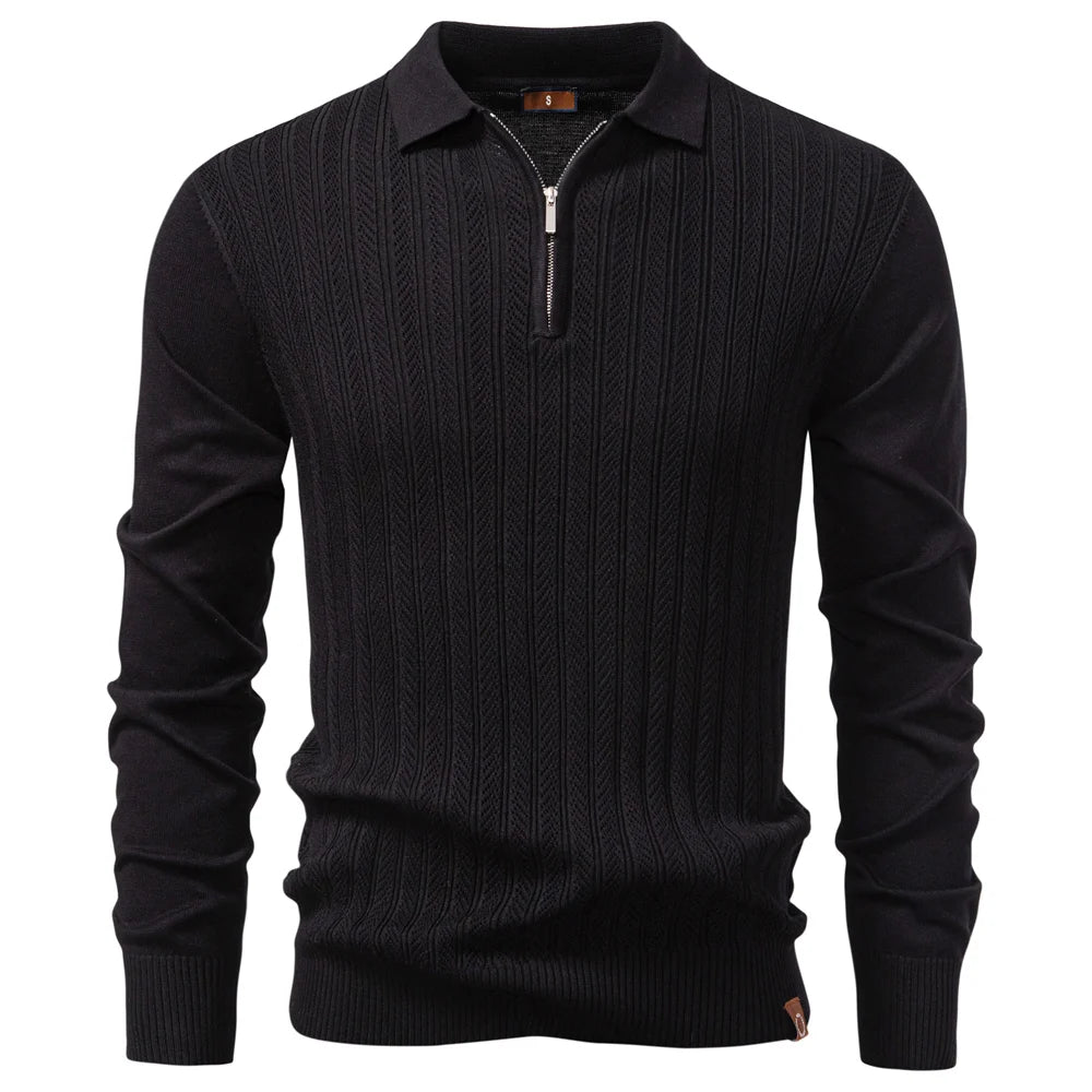 Men’s Sweater AIOPESON Premium – Slim Fit Zip Long Sleeve Luxury Textured Fabric
