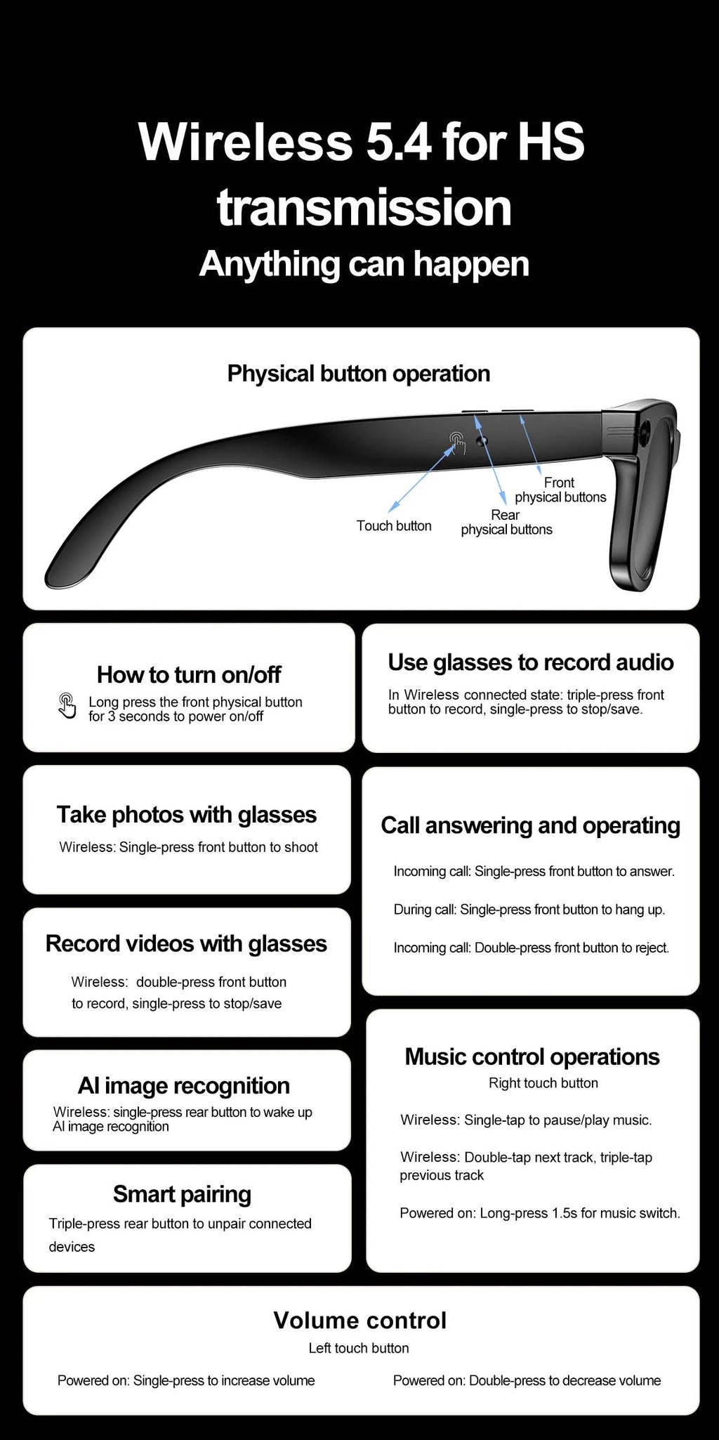 AI Smart Photochromic Glasses 4K  – Camera, Bluetooth Call, Music & Real-Time Translation