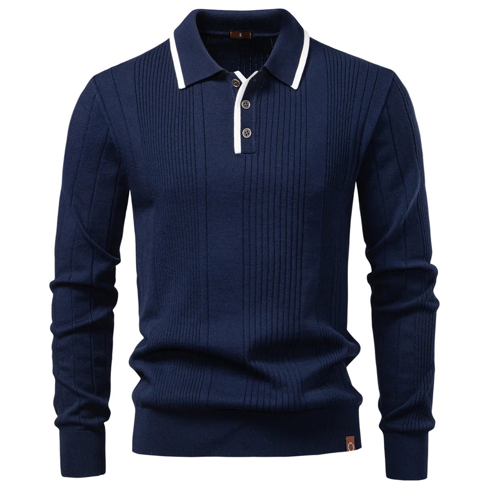 Men’s Long Sleeve Button-Down Polo Shirt – Autumn/Winter Collection