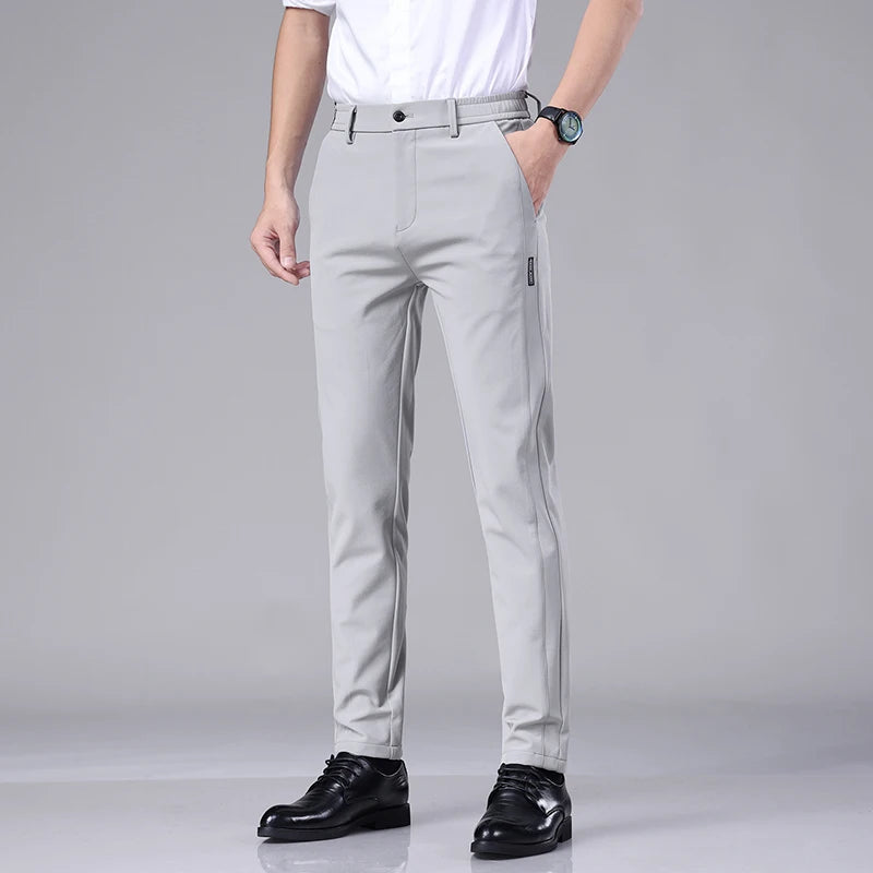 Men’s Ultra-Thin Ice Silk Casual Trousers – Slim Straight Quick-Drying Summer Pants