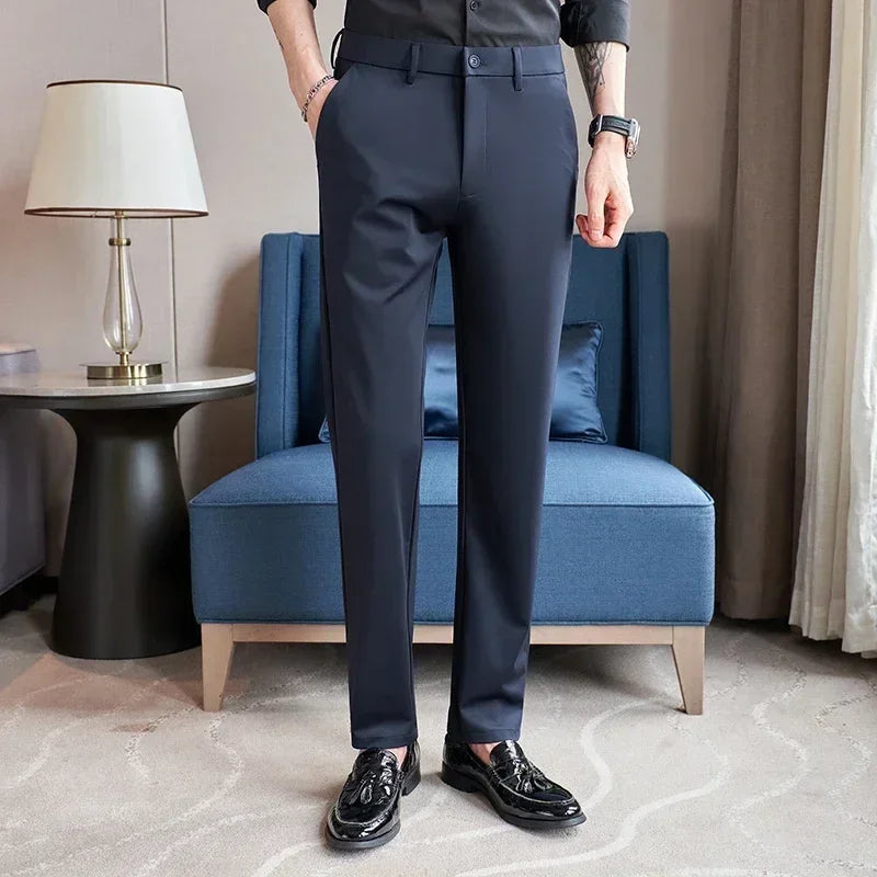 Men’s Slim Fit Stretch Suit Pants – Korean Style, Casual & Business