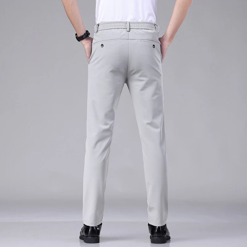 Men’s Ultra-Thin Ice Silk Casual Trousers – Slim Straight Quick-Drying Summer Pants