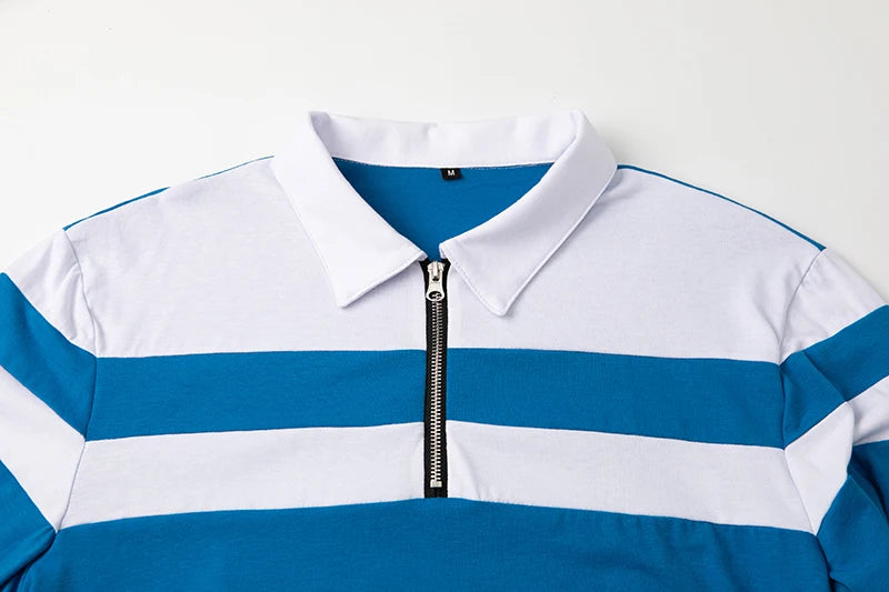 Men’s Long Sleeve Striped Polo – Casual & Comfortable