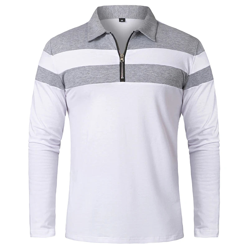 Men’s Long Sleeve Striped Polo – Casual & Comfortable