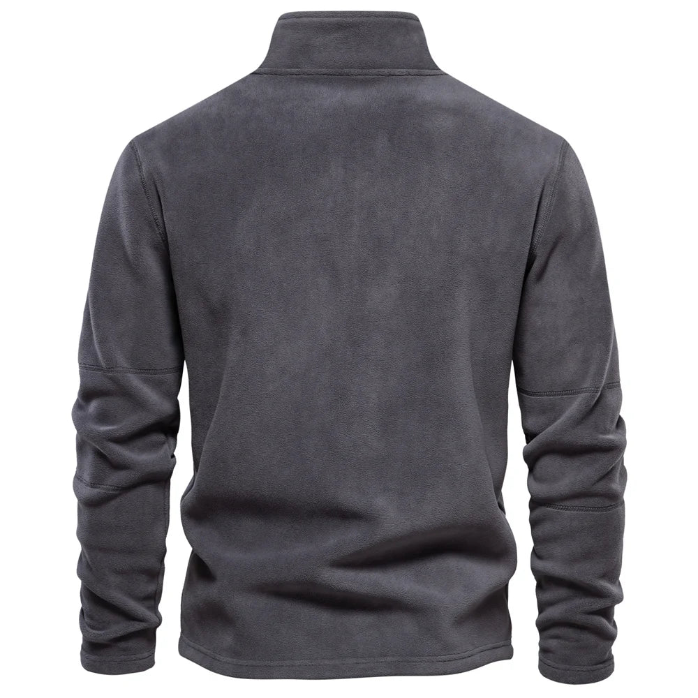Men’s Thick Fleece Jacket – Warm Zipper Neck Pullover Sweatshirt