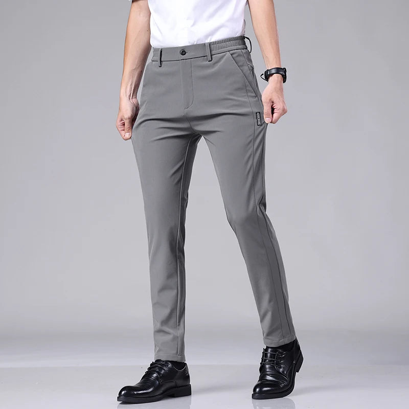 Men’s Ultra-Thin Ice Silk Casual Trousers – Slim Straight Quick-Drying Summer Pants