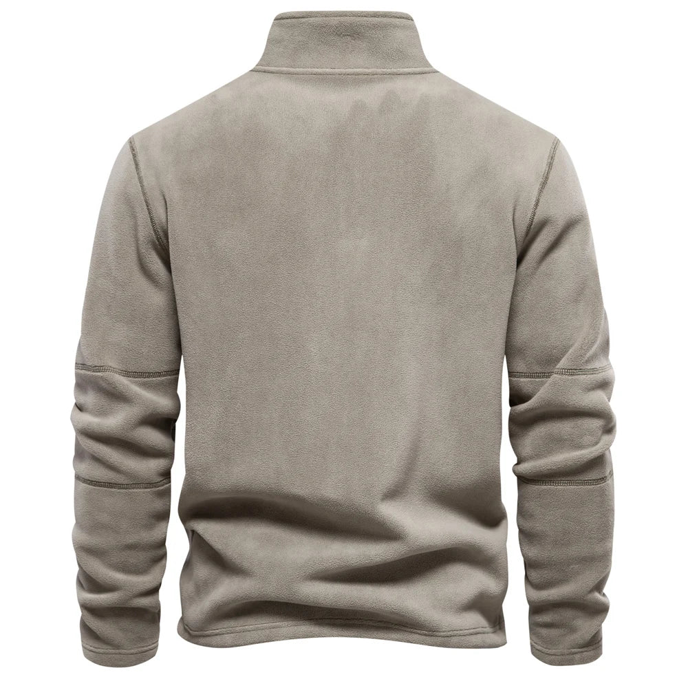 Men’s Thick Fleece Jacket – Warm Zipper Neck Pullover Sweatshirt