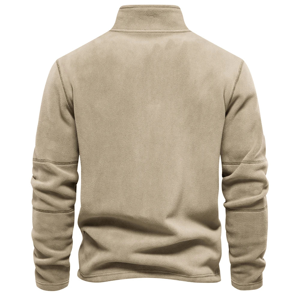Men’s Thick Fleece Jacket – Warm Zipper Neck Pullover Sweatshirt