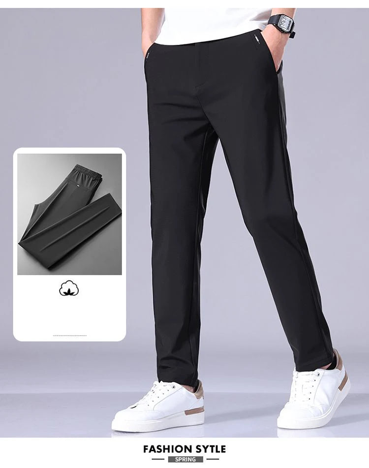 Men’s Ice Silk Slim Trousers – Lightweight & Quick-Dry