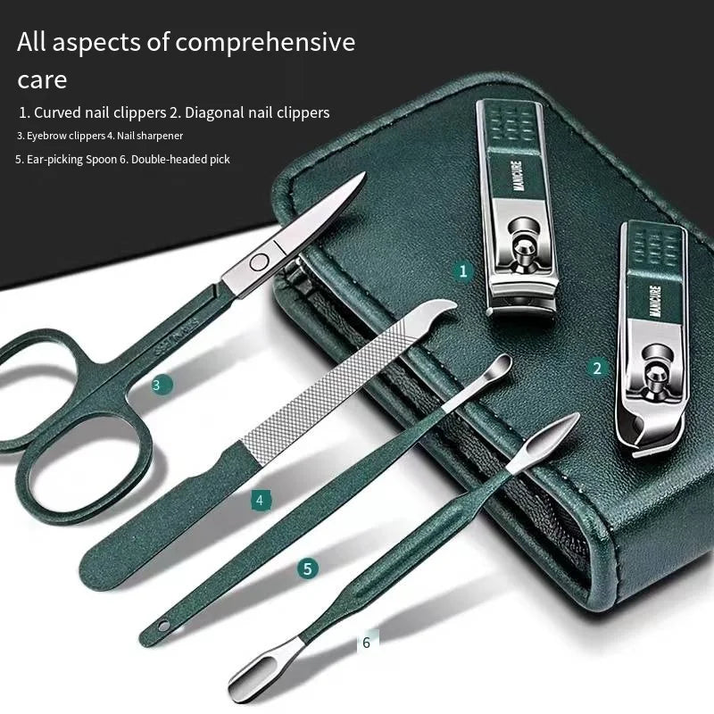 Nail Clippers & Scissors Set – Portable 6-Piece Stainless Steel Manicure Kit