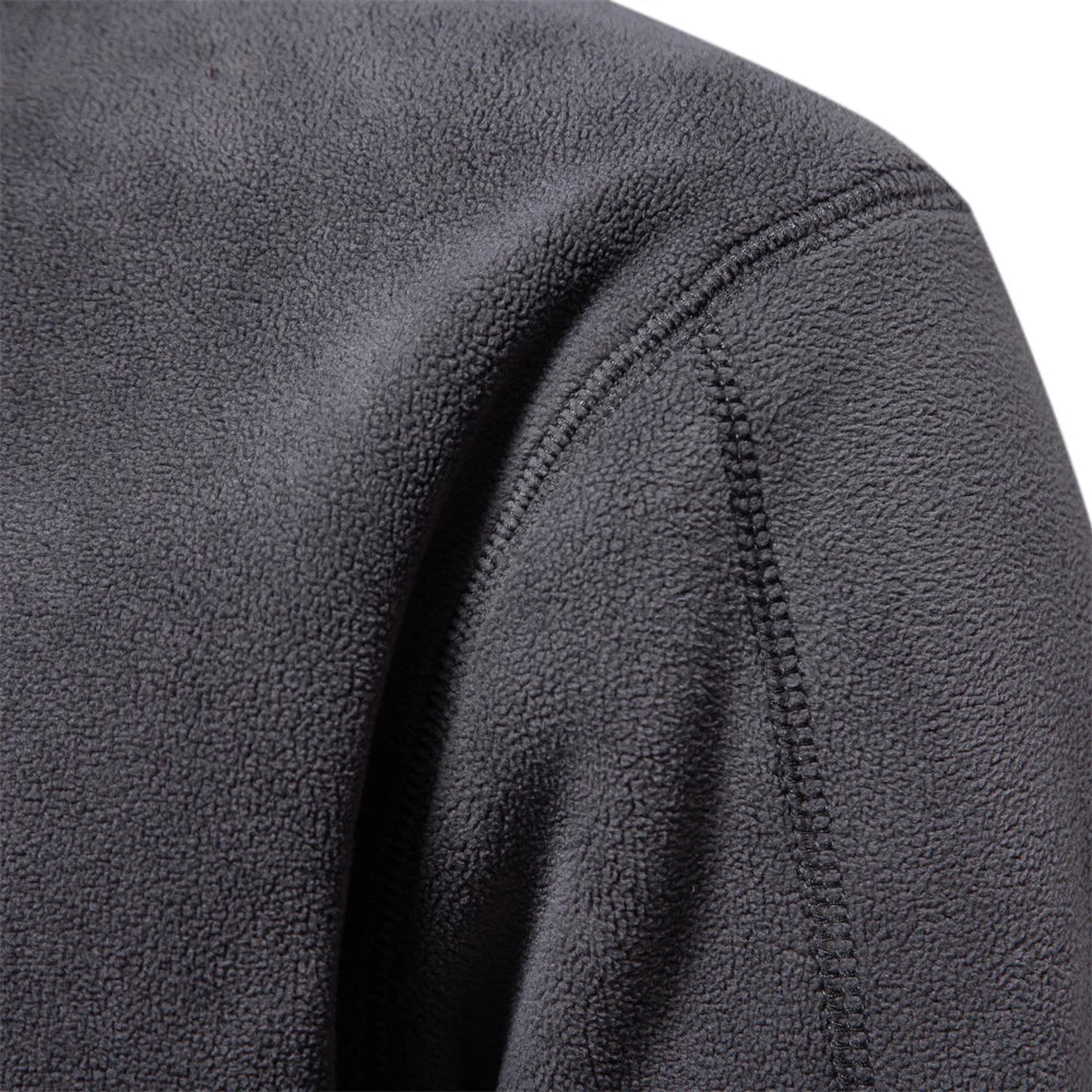 Men’s Thick Fleece Jacket – Warm Zipper Neck Pullover Sweatshirt