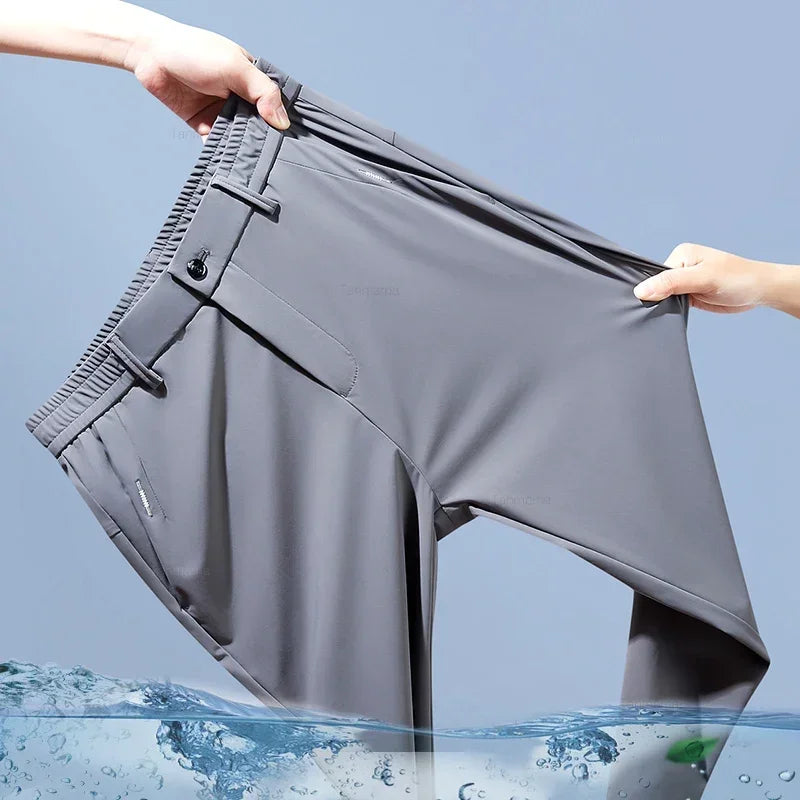 Men’s Ice Silk Slim Trousers – Lightweight & Quick-Dry
