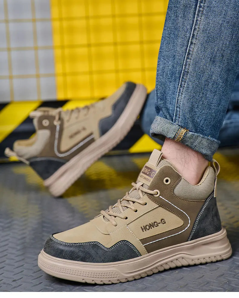 Men’s Steel Toe Safety Work Boots – Waterproof, Slip-Resistant & Lightweight Protection