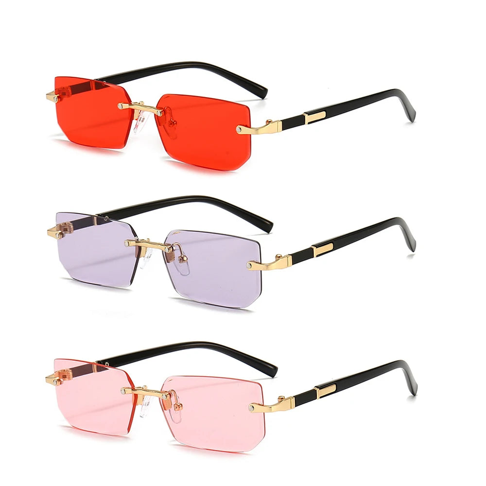 Rimless Rectangle Sunglasses – Fashionable Shades