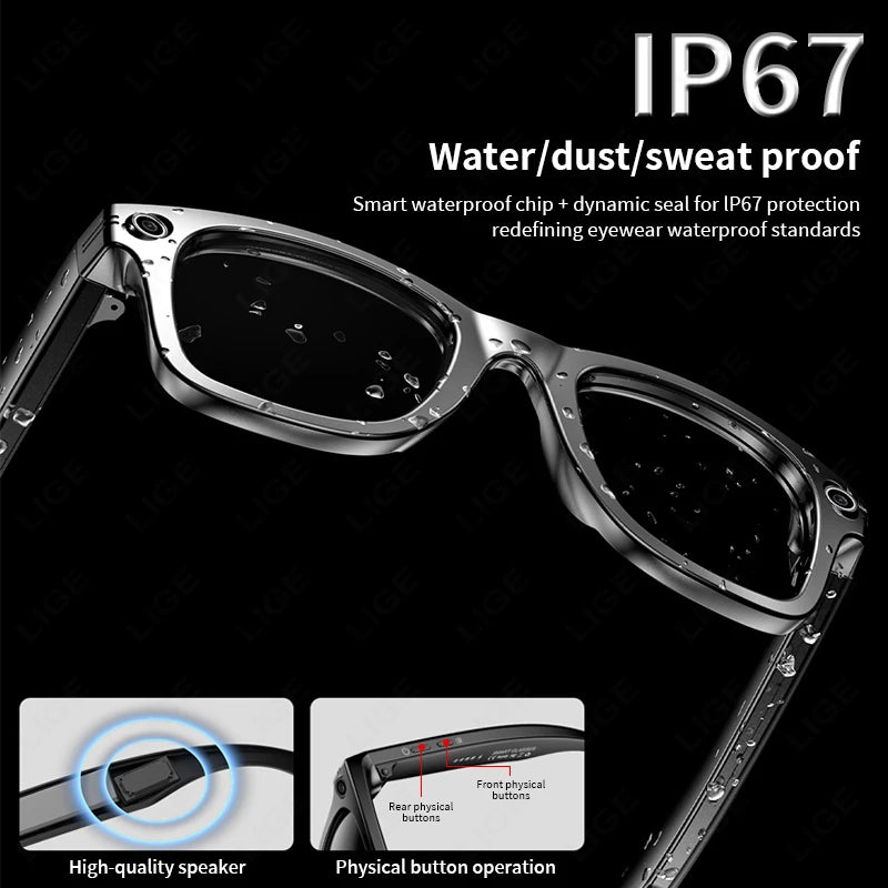 AI Smart Photochromic Glasses 4K  – Camera, Bluetooth Call, Music & Real-Time Translation