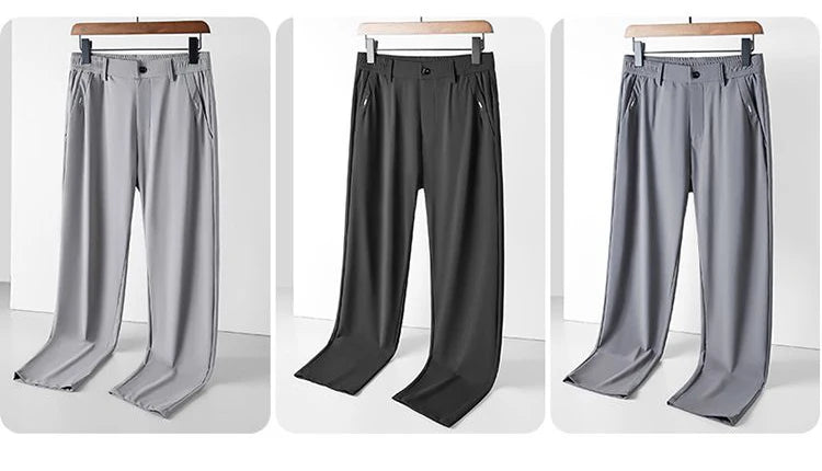 Men’s Ice Silk Slim Trousers – Lightweight & Quick-Dry