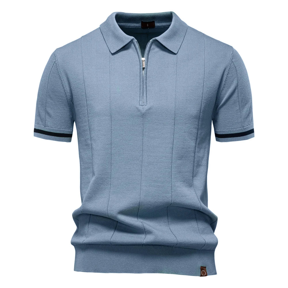 Men’s Slim Fit Polo Shirt with Zipper – Sporty & Smart Casual Style