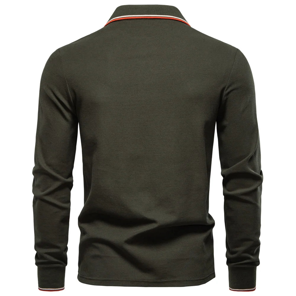 Men’s Sweater AIOPESON – Long Sleeve Mock Neck Cotton Blend with Luxury Touch
