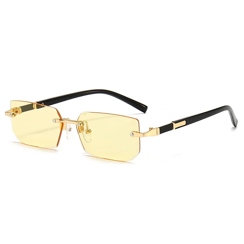 Rimless Rectangle Sunglasses – Fashionable Shades