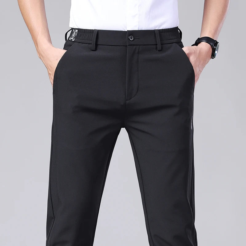 Men’s Ultra-Thin Ice Silk Casual Trousers – Slim Straight Quick-Drying Summer Pants