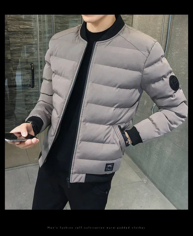 Men’s Winter Down Jacket – Slim Casual Hooded Parka, Warm & Windproof