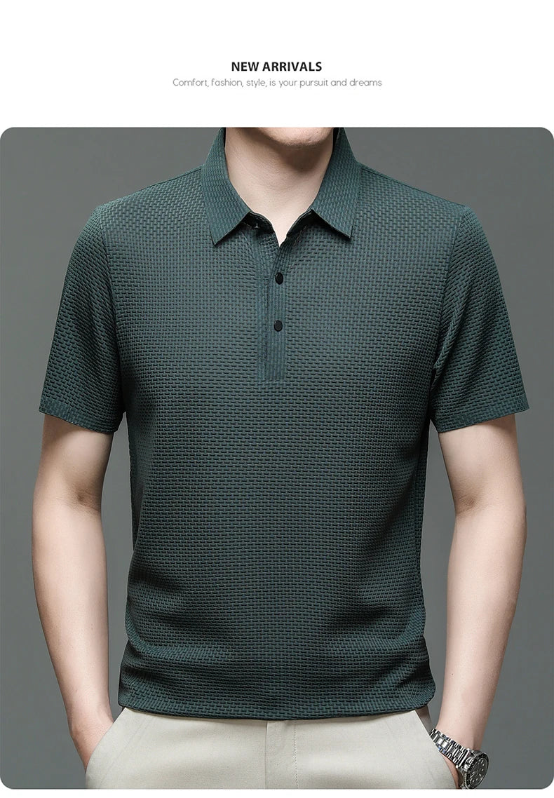 Men’s Ice Silk Polo Shirt – Breathable, Wrinkle-Resistant Summer Top