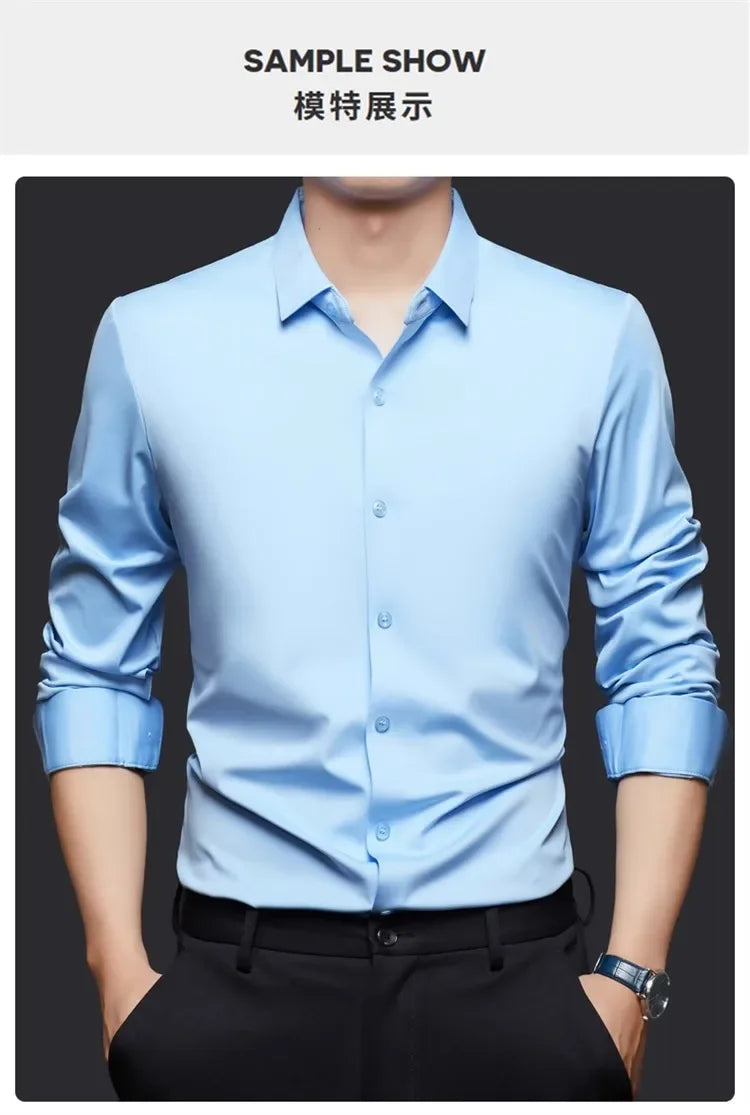 Seamless Long Sleeve Shirt – Wrinkle-Free Business Casual with High Elasticity