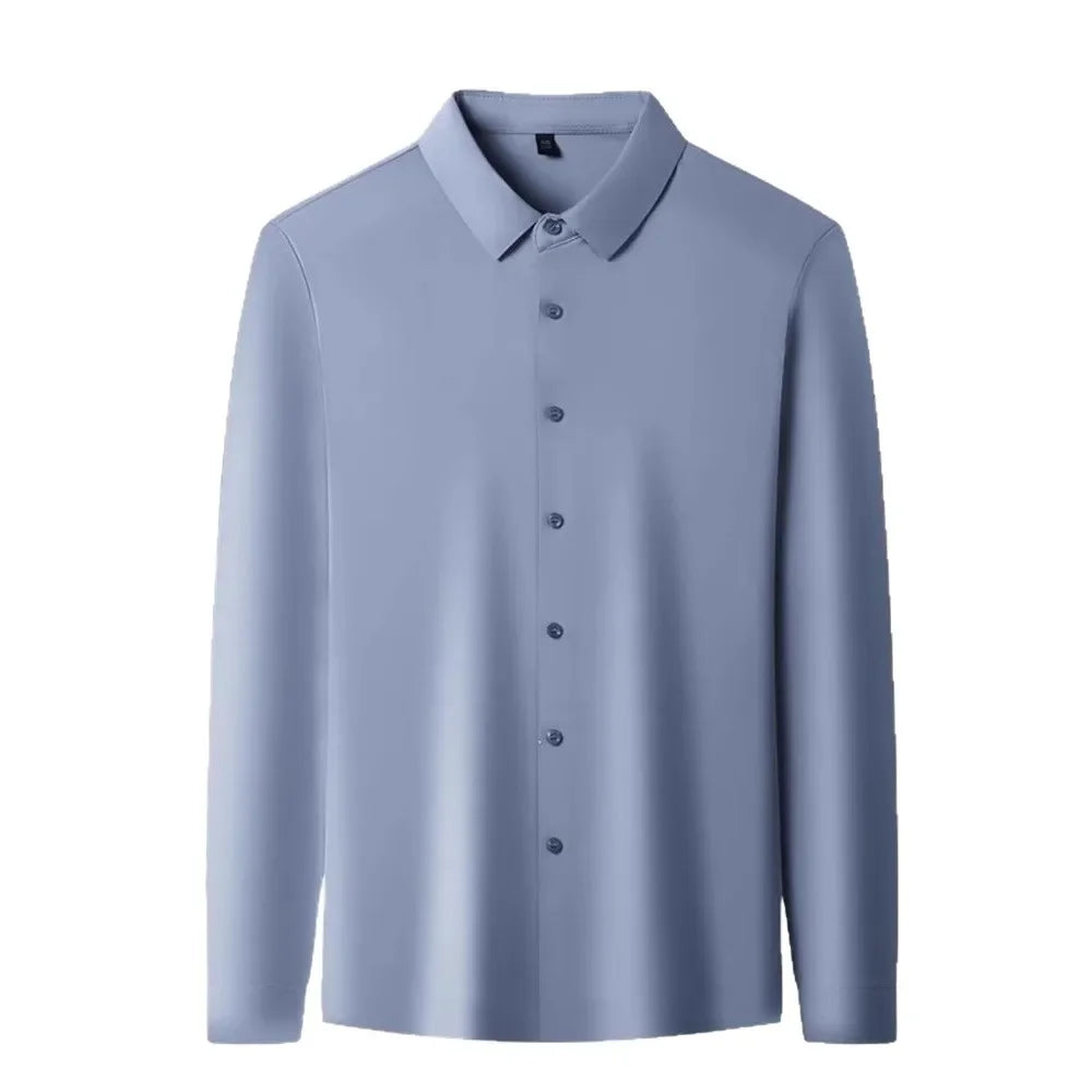 Seamless Long Sleeve Shirt – Wrinkle-Free Business Casual with High Elasticity