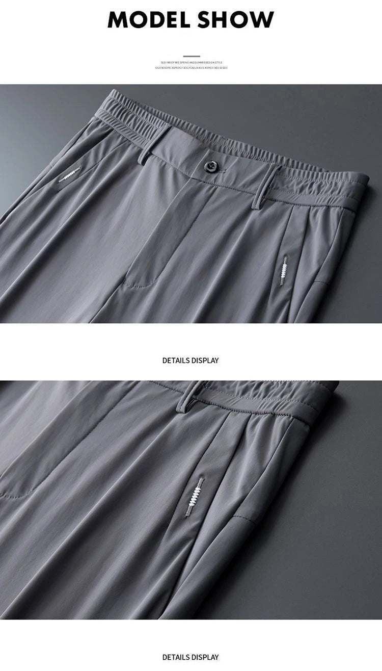 Men’s Ice Silk Slim Trousers – Lightweight & Quick-Dry