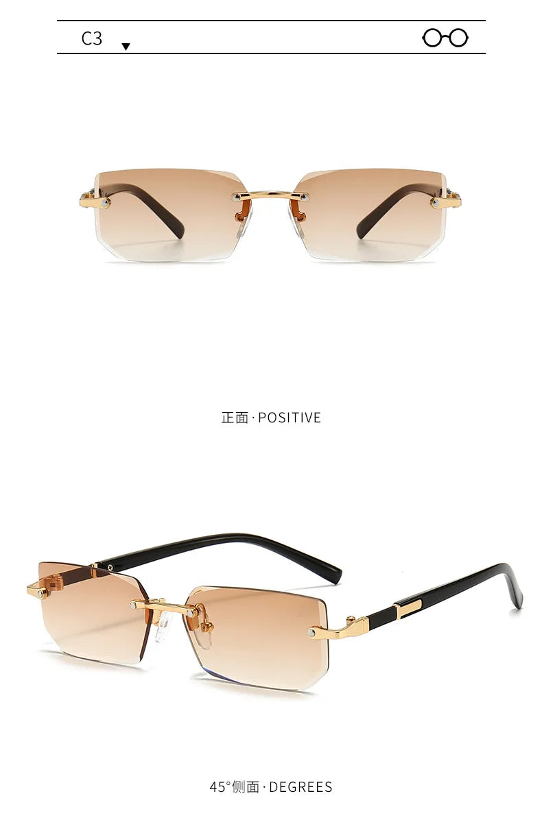 Rimless Rectangle Sunglasses – Fashionable Shades