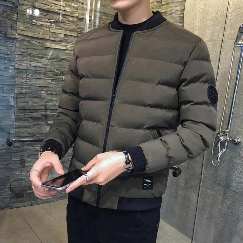 Men’s Winter Down Jacket – Slim Casual Hooded Parka, Warm & Windproof