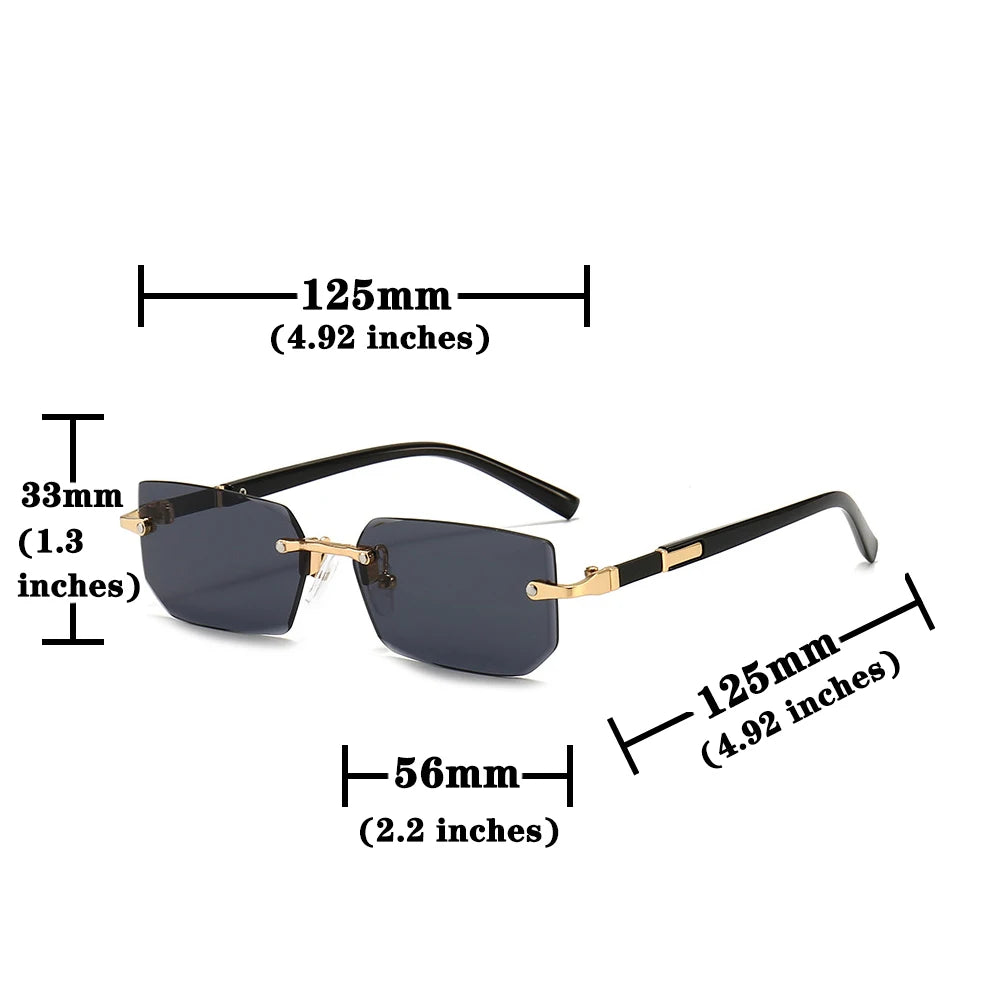 Rimless Rectangle Sunglasses – Fashionable Shades